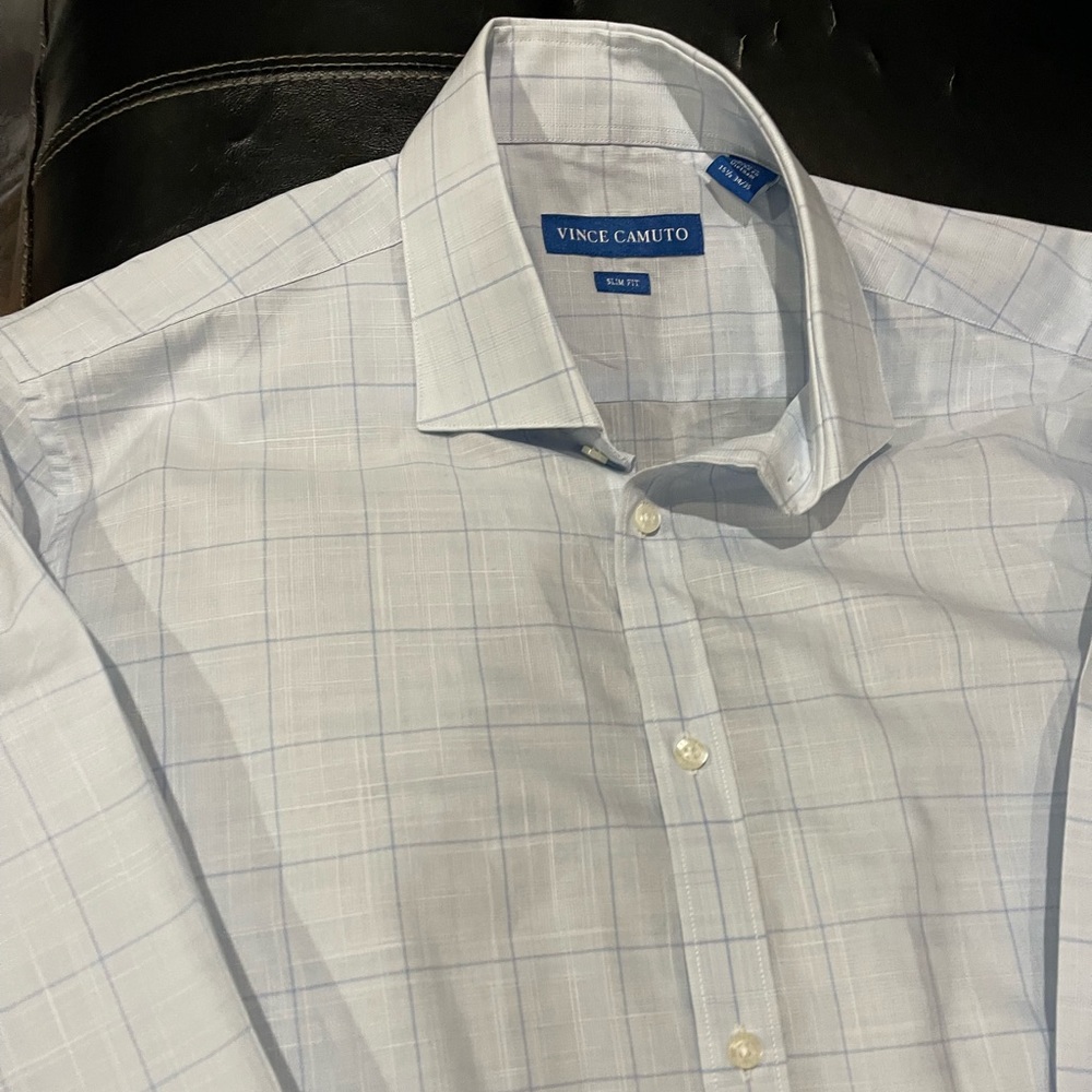 NWT Vince Camuto Dress Shirt Blue Plaid Sz 15.5